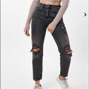 Garage Jeans ripped black mom Juniors Size 7 distressed High Rise Waist